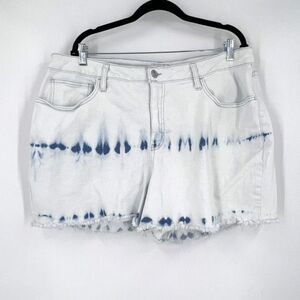 AVA VIV denim‎ shorts tie dye cut off Size 20 plus size 2X hi rise